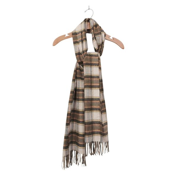 Aramita Campbell Scarf Adults One Size Brown Tartan Plaid Soft Cashmere Fringed - Picture 1 of 10